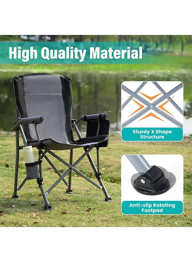 Aurlar Heavy Duty Folding Camping Chair Portable Outdoor Chair with Cup Holder and Storage Pocket, Collapsible Beach and Lawn Chair Supports Up to 150kg for Camping Fishing Hiking and Travel - Image 4